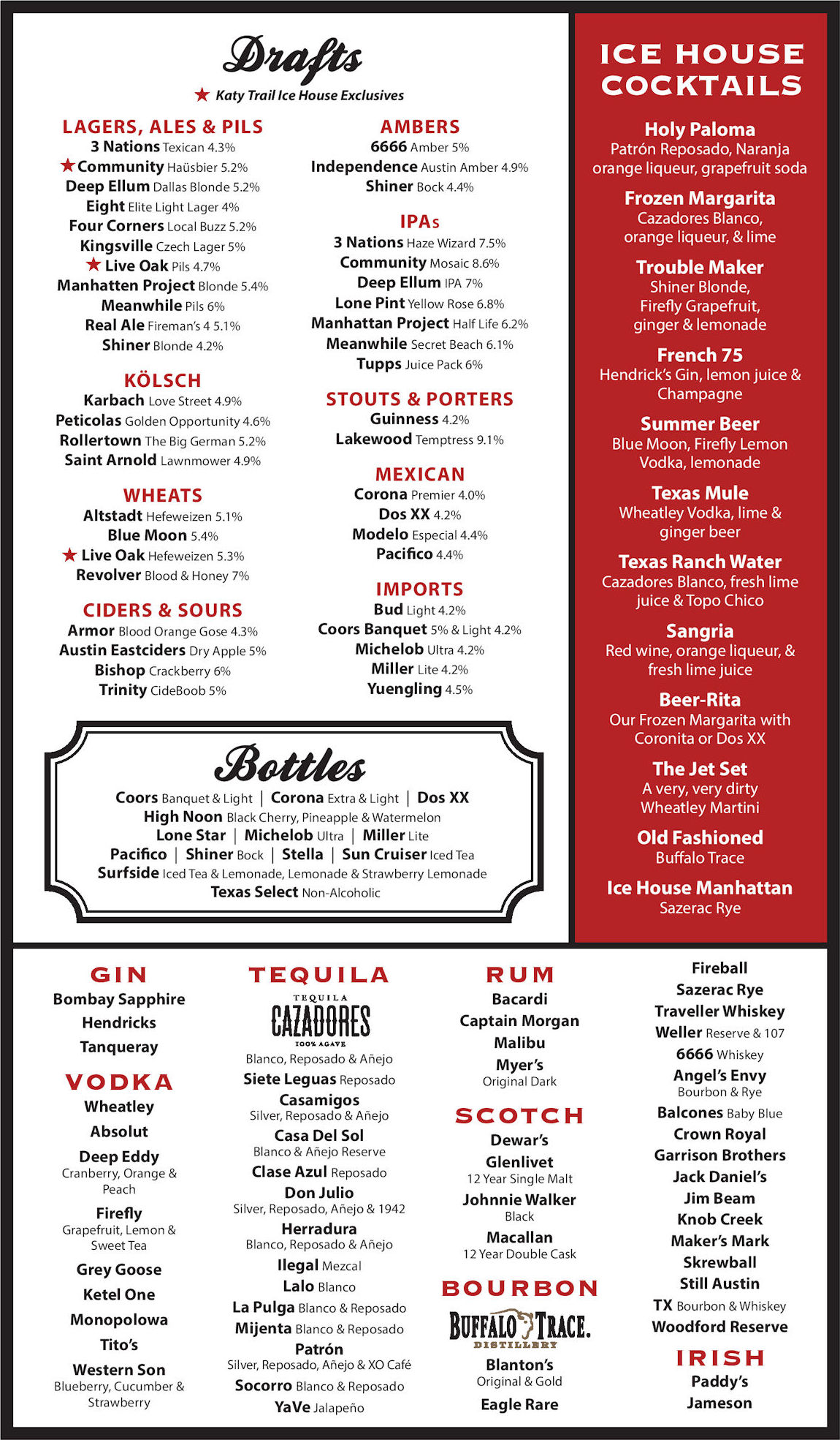 Katy Ice House Menu
